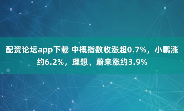 配资论坛app下载 中概指数收涨超0.7%，小鹏涨约6.2%，理想、蔚来涨约3.9%